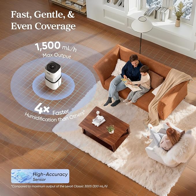 LEVOIT Superior 6000S Smart Evaporative Humidifiers for Home Whole House up to 3000ft², 23L, Last 72-Hour, Premium Filter, Dry Mode, Wheels & Water Fill Hose, Foldable Storage, Sleep Mode, New Edition - Image 3