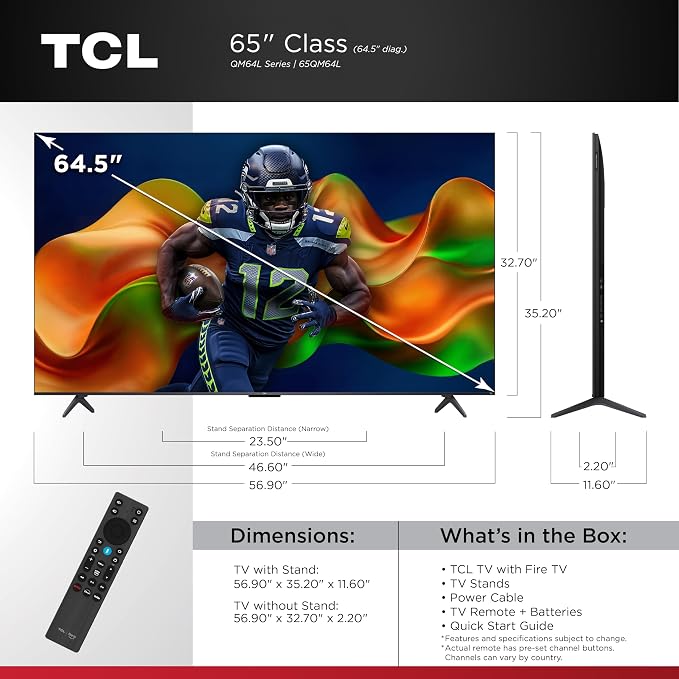 TCL 65 Inch Class QM64L Series | Mini LED QLED 4K HDR Smart Fire TV | 65QM64L, 2026 | 120Hz-144Hz High Brightness, Dolby Vision Atmos, Alexa+ Voice Remote AI Streaming Television | Amazon Exclusive - Image 2