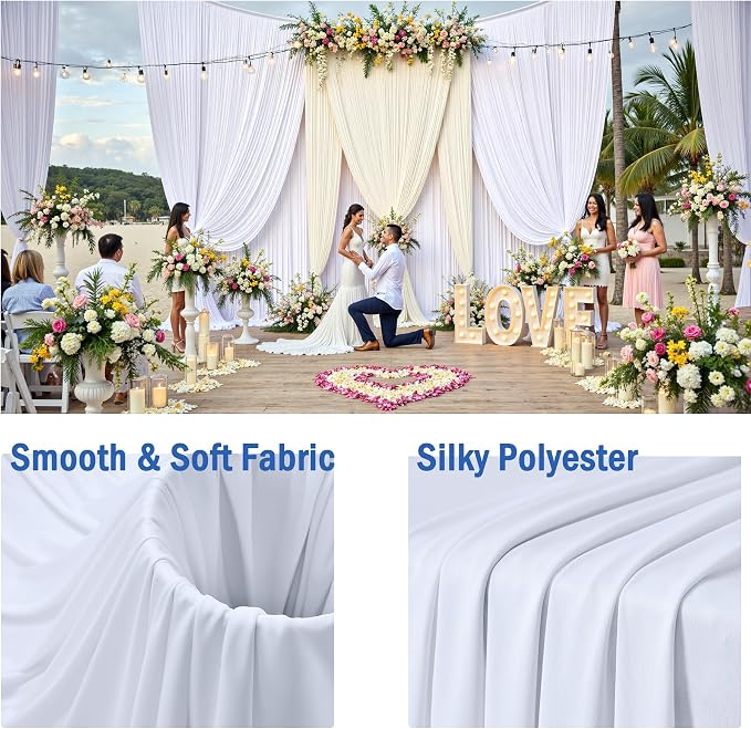 20ftx12ft Wrinkle Free White Backdrop Curtains - Image 5