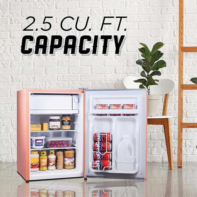 ICEBOX 2.5 Cu. Ft. Compact Refrigerator, ENERGY STAR Certified Small Refrigerator, Single Door Mini Fridge with Chiller Compartment, R600a Refrigerant, IBCR25BLS, Blush Red - Image 2