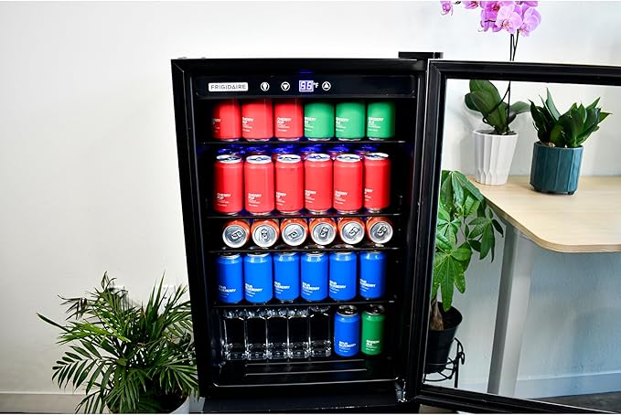 Frigidaire Beverage Refrigerator, Fridge with Glass Door, Compact Mini Fridge with Digital Temperature Control, Fits 115 Cans or 34 Bottles, 96L Capacity - 19.1" D x 17.5" W x 31.2" H - Image 2