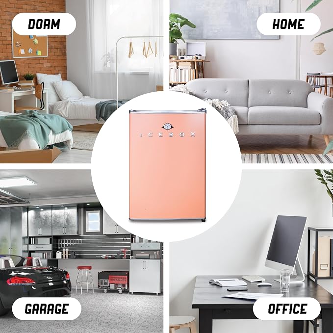 ICEBOX 2.5 Cu. Ft. Compact Refrigerator, ENERGY STAR Certified Small Refrigerator, Single Door Mini Fridge with Chiller Compartment, R600a Refrigerant, IBCR25BLS, Blush Red - Image 5