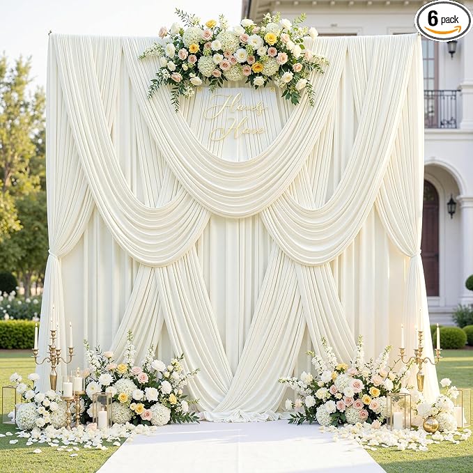 30ftx12ft Wrinkle Free Ivory Backdrop Curtains by CO-AVE