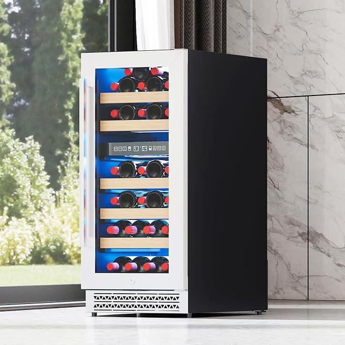 Albott 15 Inch Wine Fridge, Dual Zone 31 Bottle Wine Cooler | with Digital Temperature Control, Reversible Double-Layer Glass Door, Built-in or Freestanding Design for Home and Bar - Image 9