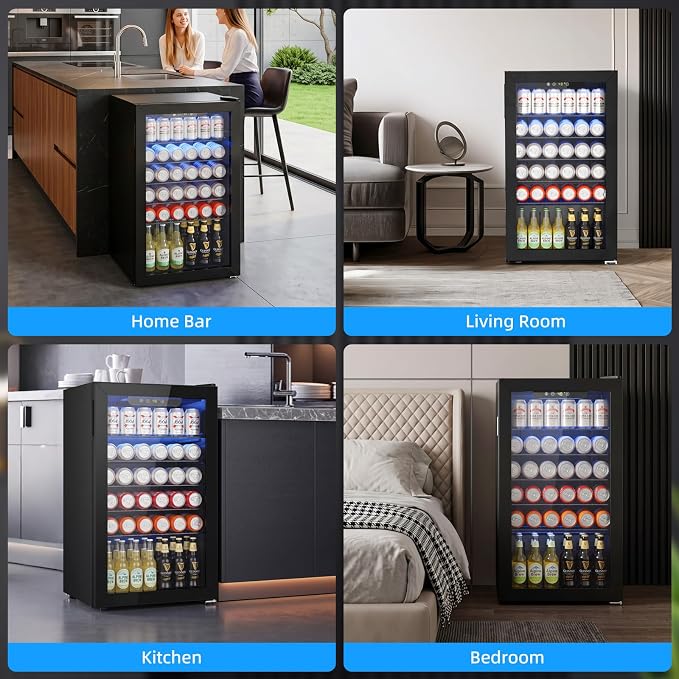 Antarctic Star Mini Fridge 130 Can Beverage Refrigerator Cooler with Glass Door,Adjustable Shelves & Digital Temperature for Soda Beer or wine fridge for Home, Office Bar 3.2cu.ft - Image 7