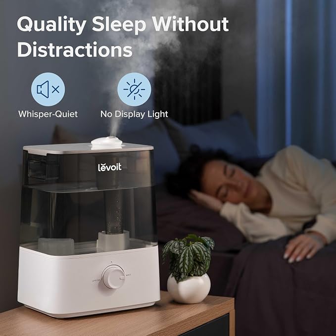 LEVOIT Classic300 Ultrasonic Top Fill Humidifier, Extra Large 6L Tank Last 60-Hour - Super Quiet, Easy to Use and Clean, 360° Rotation Nozzle, Simple Knob Control, Handle, Auto Shut Off, Gray - Image 6
