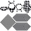 Panitay 24 Pcs Checkered Flag Bandanas Cotton Bandanna Black and White by Panitay