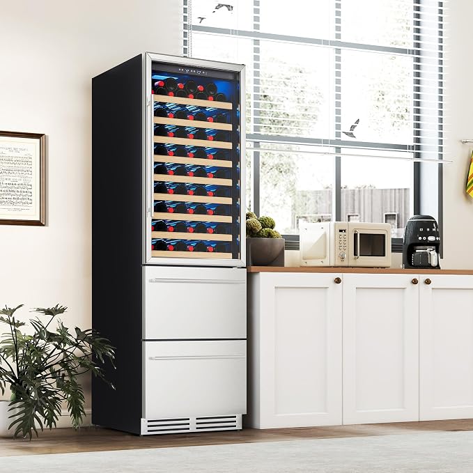 Albott 24 Inch Wine and Beverage Refrigerator, 2 In 1 Dual Zone | 49 Bottle Wine Cooler, 37–72℉, Soft LED Light, Holds 108 Bottles & 150 Cans, Built-in or Freestanding Design for Home and Bar - Image 8