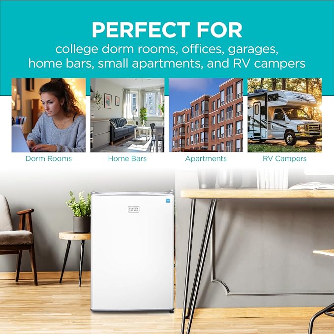 BLACK+DECKER 2.5 Cu. Ft. Compact Refrigerator, Energy Star, BCRK25W, White | Energy Star Certified, Single Door Mini Fridge with Chiller Compartment, Personal Fridge for Home or Dorm, R600a Refrigerant - Image 7