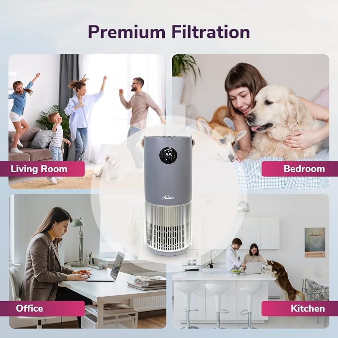 Hunter Fan Company Humidifier and Air Purifier In One, Advanced Filtration Air Purifiers for Home, Air Purifiers for Home Pets, Humidifiers for Bedroom and Humidifiers for Bedroom Baby, Grey/Silver - Image 3