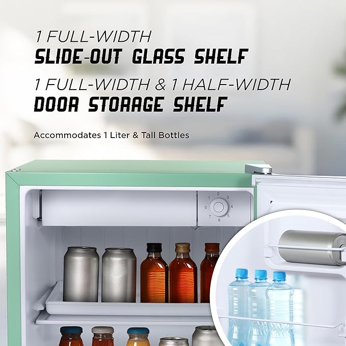 ICEBOX 1.7 Cu. Ft. Compact Refrigerator, ENERGY STAR Certified Small Refrigerator, Single Door Mini Fridge with Chiller Compartment, R600a Refrigerant, IBCR17MNT, Mint Green - Image 3