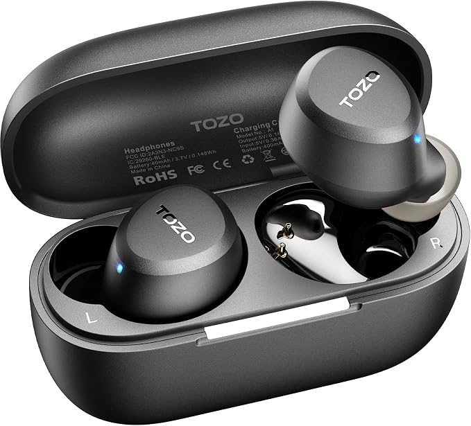 TOZO A1 Wireless Earbuds Bluetooth 5.3 Light Weight in Ear Headphones | IPX5 Waterproof, 2 Mics for AI Calls, Immersive Premium Sound Bass Ear buds with Charging Case, 32 Presets EQ via TOZO App by TOZO