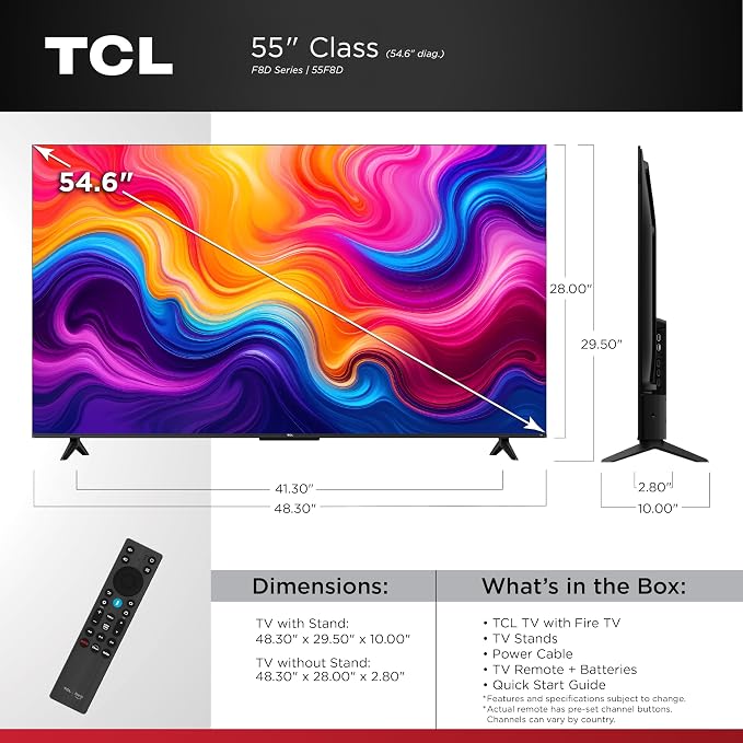 TCL 55-Inch F8D Series 4K QLED (55F8D, 2026 Model) with Dolby Vision HDR & Dolby Atmos Smart TV with Fire TV, Alexa+, 120Hz Refresh Rate, High Brightness LED Backlight - Image 2