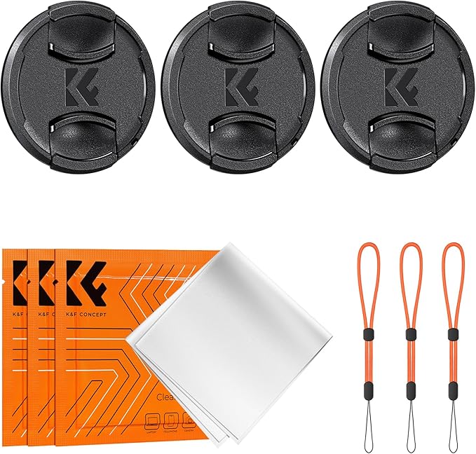K&F Concept 58mm Lens Cap, 9-in-1 Center Pinch Lens Cover + Anti-Loss Keeper by KFCONCEPT