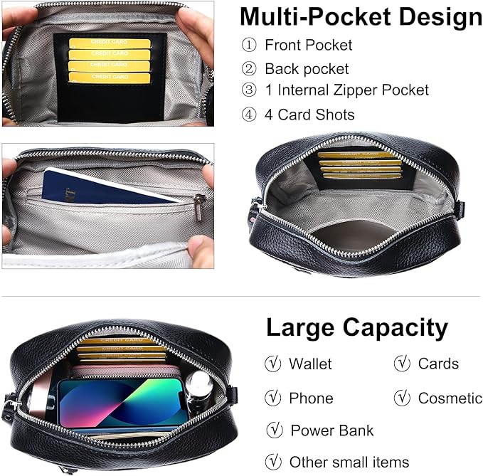 Small Crossbody Bags for Women Genuine Leather, Guitar Strap Shoulder Handbag - Image 4