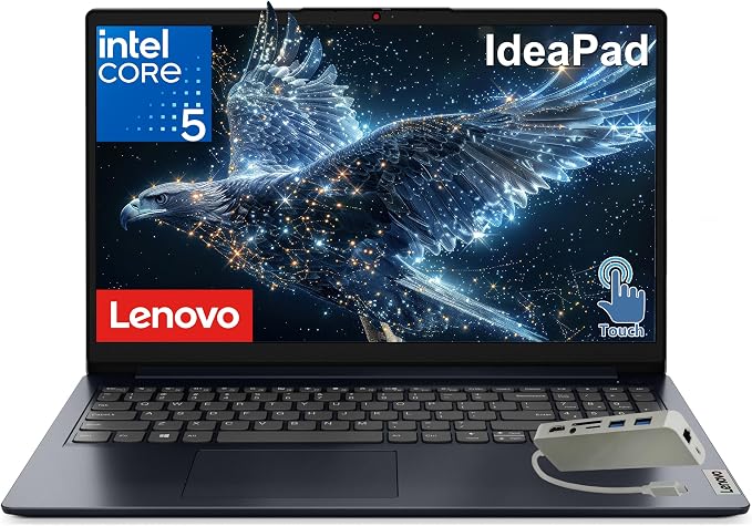 Lenovo Laptop, 15.6" FHD Touchscreen, Intel i5-1335U, 16GB RAM, 512GB SSD | up to 4.60 GHz, WiFi 6, HUB Docking Station, Long Battery Life, Windows 11 Home, 2026 Edition for Home Business by LENOVO