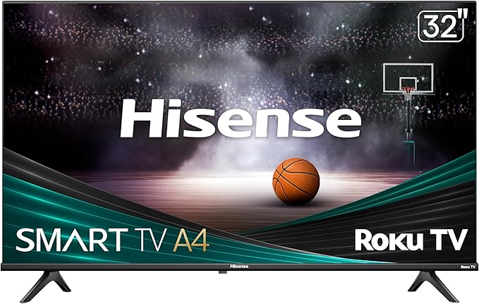 Hisense 32-Inch Class A4 Series HD 720p Smart Roku TV with Alexa Compatibility (32A4HNR) - Dolby Audio, Slim Bezel Design, Google Assistant by Hisense
