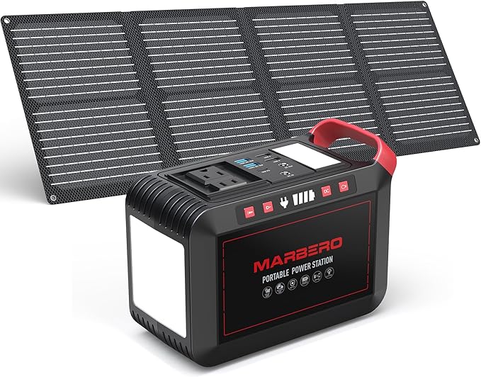 MARBERO 237Wh Solar Generator with Solar Panel Included Portable Power Station 300W Pure Sine Wave with Foldable Solar Panel 60W Set for Camping Outdoor Hiking Fishing Emergency by MARBERO