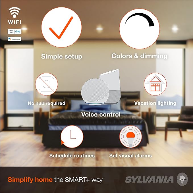 Sylvania WiFi LED Smart Light Bulb, 65W Equivalent Dimmable Soft White BR30 - Image 3