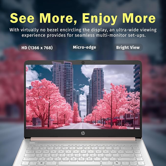 HP Stream 14" HD Laptop, Intel Processor N150, 4GB RAM, 128GB UFS, Intel Graphics, Webcam, Wi-Fi 6, Long Battery Life, Copilot, Windows 11 S, Gold (Renewed) - Image 3