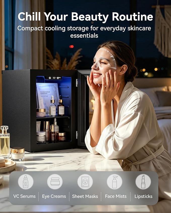 0.6 Cu.ft Beverage Cooler, Compressor Glass Door Mini Fridge 40-61°F Black | Freestanding for Office & Bedroom, Quiet Compressor, Low Energy Use, Holds Soda, Beer & Canned Drinks - Image 8