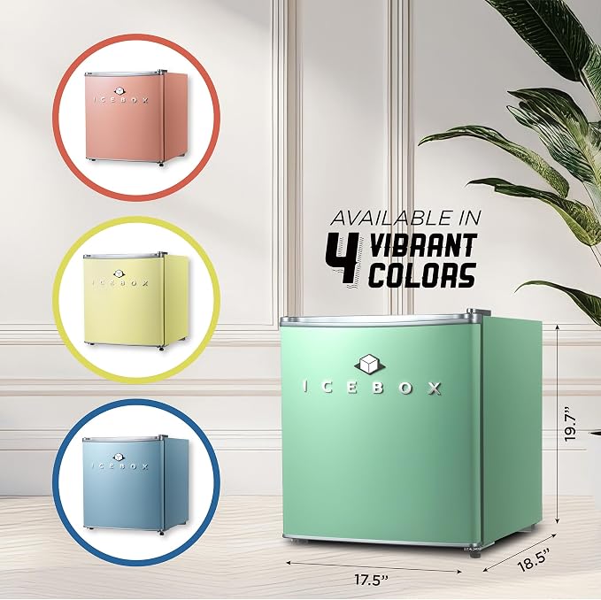 ICEBOX 1.7 Cu. Ft. Compact Refrigerator, ENERGY STAR Certified Small Refrigerator, Single Door Mini Fridge with Chiller Compartment, R600a Refrigerant, IBCR17MNT, Mint Green - Image 6