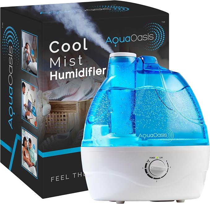 AquaOasis® Cool Mist Humidifier (2.2L Water Tank) Quiet Ultrasonic Humidifiers for Bedroom & Large room - Adjustable -360 Rotation Nozzle, Auto-Shut Off, Humidifiers for Babies Nursery & Whole House by AquaOasis
