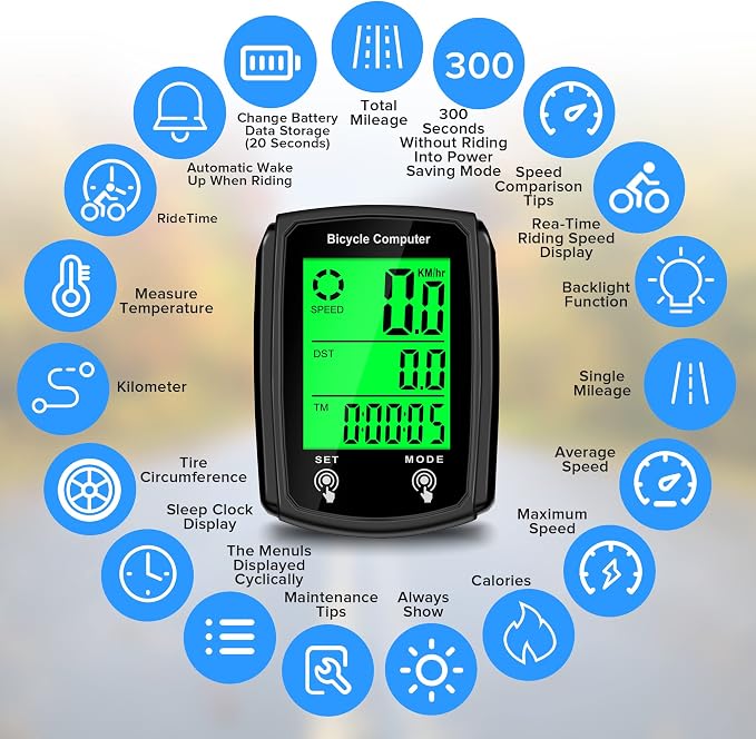 Bike Computer and Bicycle Odometer Wired MPH KM/H Bike Speedometer - Image 2