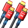 Snowkids 8K HDMI Cable 3.3FT/1M 2-Pack, Ultra High Speed 48Gbps HDMI Braided by Snowkids
