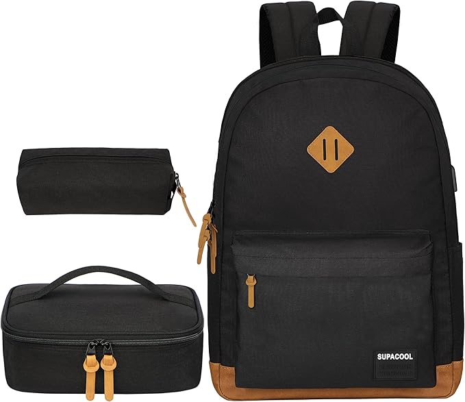 SUPACOOL Casual Laptop Backpack, Lunch bag, Pencil bag, School backpack by SUPACOOL