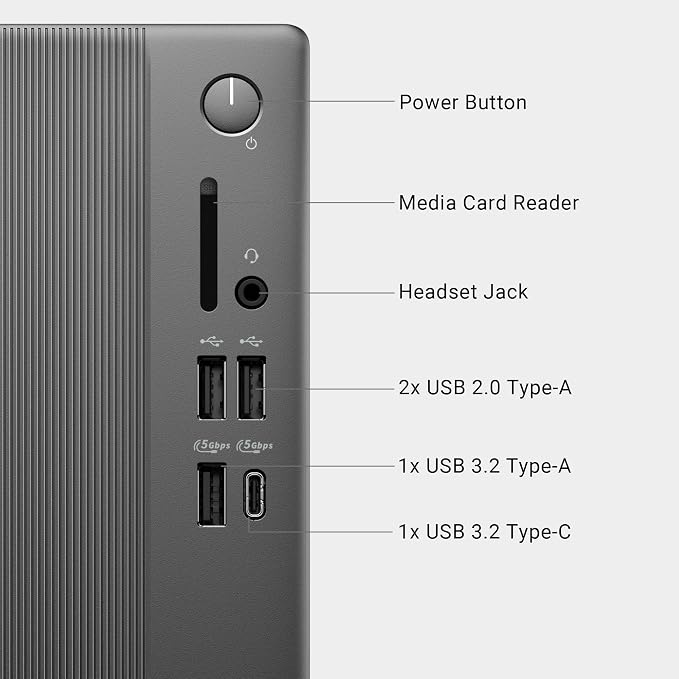 Dell Slim Desktop ECS1250 - Intel Core i3 14100 Processor, 8GB DDR5 RAM, 512GB SSD, WiFi 6, Intel UHD Graphics 730, Windows 11 Home, Onsite Service - Black - Image 7