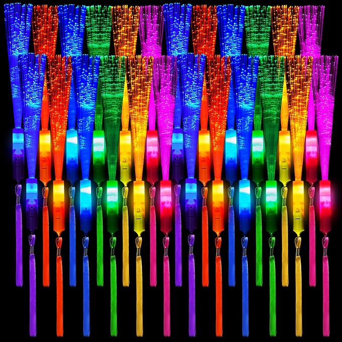 Kasyat 10 Pieces Glow Fiber Wands Sticks Light up Fiber Optic Wands LED by Kasyat