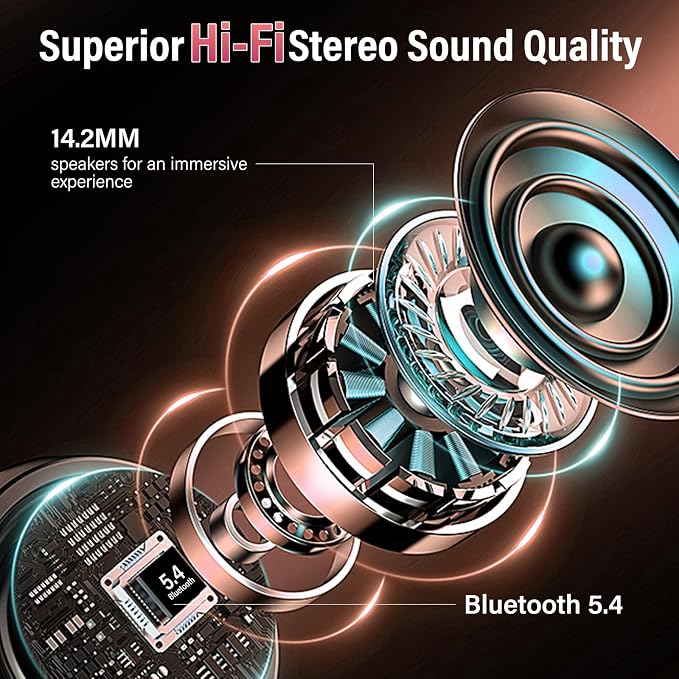 Wireless Earbuds, Touch Screen Case, ANC/ENC Noise Cancelling, 48H, Rosa | Touch Screen Controls, 5 EQ Modes, Bluetooth 5.4, HiFi Stereo, Transparency Mode, IPX7 Waterproof, All-Day Comfor - Image 5