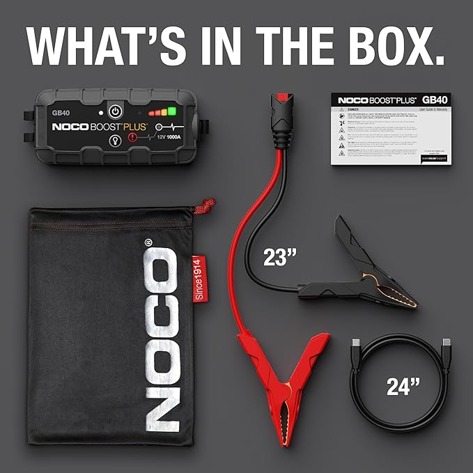 NOCO Boost GB40: 1000A UltraSafe Jump Starter – 12V Lithium Battery Booster Pack, Portable Jump Box, Power Bank & Jumper Cables - for 6.0L Gas and 3.0L Diesel Engines - Image 6