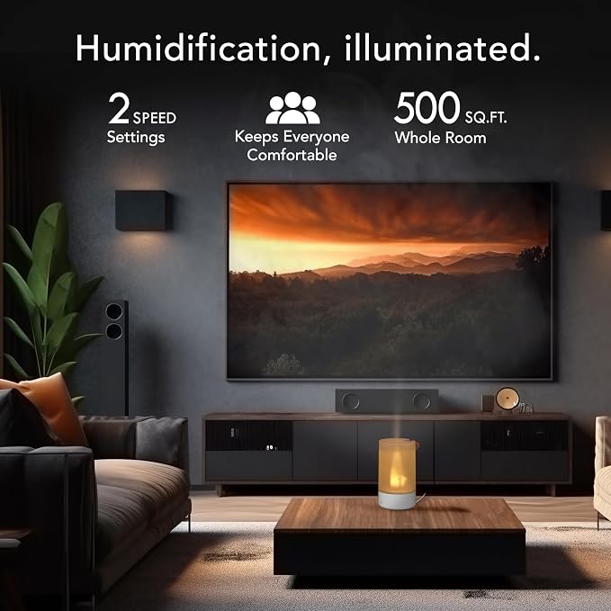 Vornado Votiv 7 Whole Room Ultrasonic Humidifier with Ambient Lighting, 2 Gallon Output, Carry Handle, Simple Refill, Touch Controls, 2 Mist Settings, Humidifier for Bedroom, Translucent White - Image 2