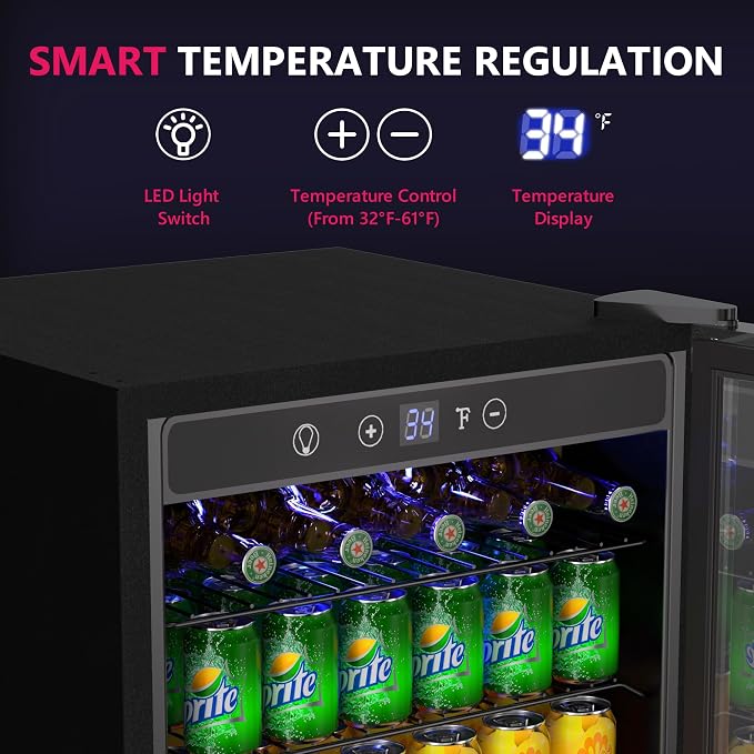 4.5 Cu.ft Beverage Refrigerator Cooler, 145 Can Mini Fridge with Digital Temperature Display for Soda Beer Wine, Freestanding beverage fridge with Adjustable Shelving for Home Office Bar - Image 4