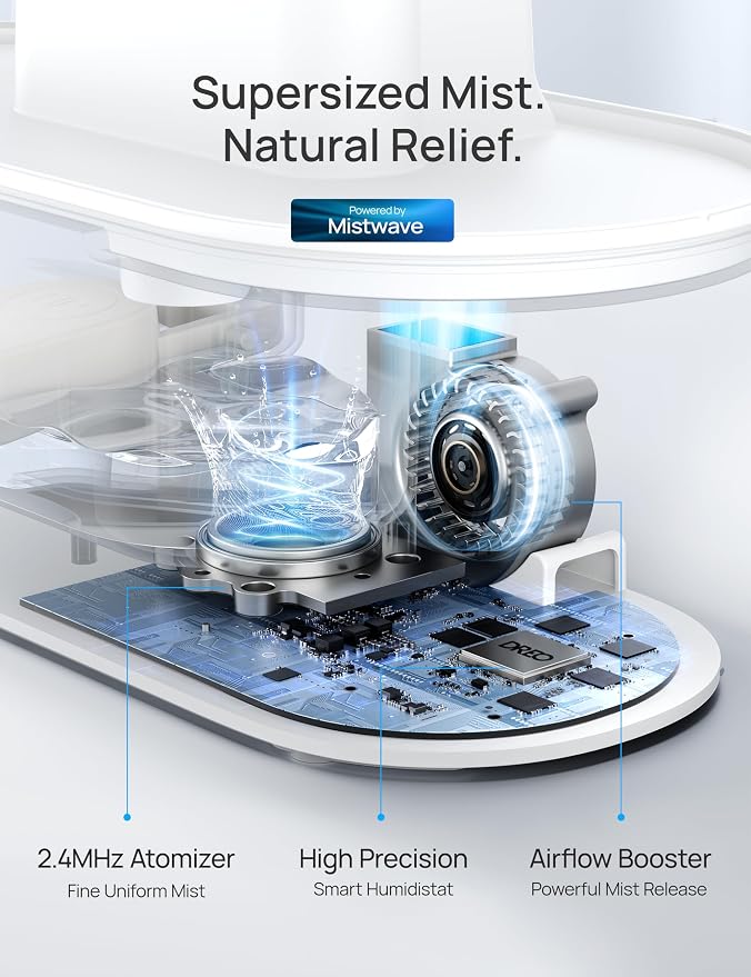 Dreo Smart Humidifiers for Bedroom, Top Fill 4L Supersized Humidifier Large Room with 28 dB, 36H Runtime, Touch/APP/Voice Control, Nightlight, Cool Mist Humidifiers for Baby, Plants, Indoor, White - Image 7