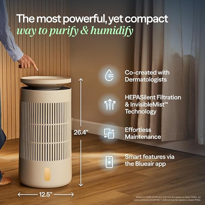 Blueair 2-in-1 Pro Air Purifier & Humidifier for Large Rooms, HEPASilent™ Removes 99.97% Allergens, Dust, Smoke, Up to 1,875 sq ft, Smart App, Skin-Hydration Mode, 360° InvisibleMist™ - Image 3