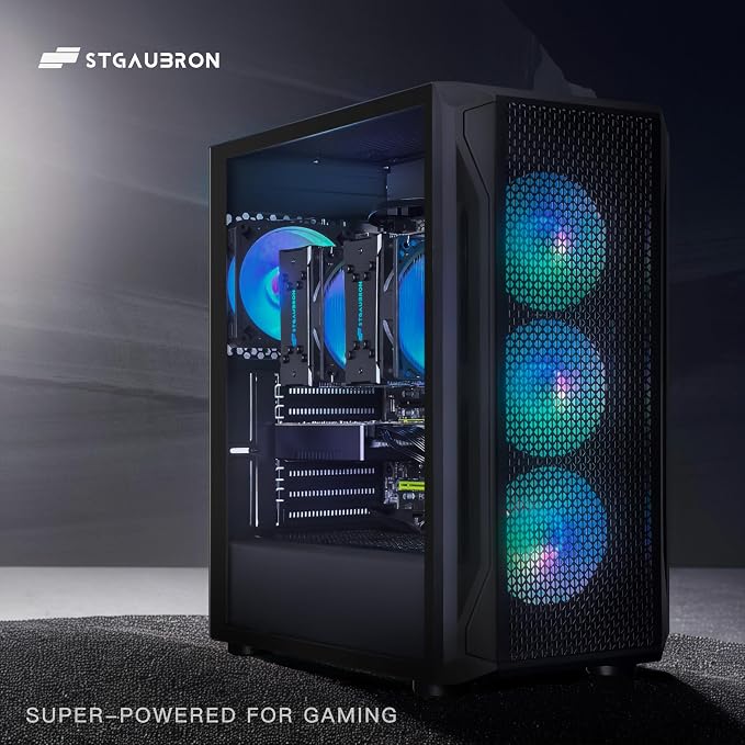 STGAubron Gaming PC Desktop,Dual Xeon E5,GTX 1660S 6G,16G DDR4,1T SSD | Gaming Computer Tower for Streaming,Video Editing,Home,School,E5 up to 3.7GHz,ARGB Fan,WiFi 6,BT 5.0,4K DP,HDMI,Win11 Pro - Image 3
