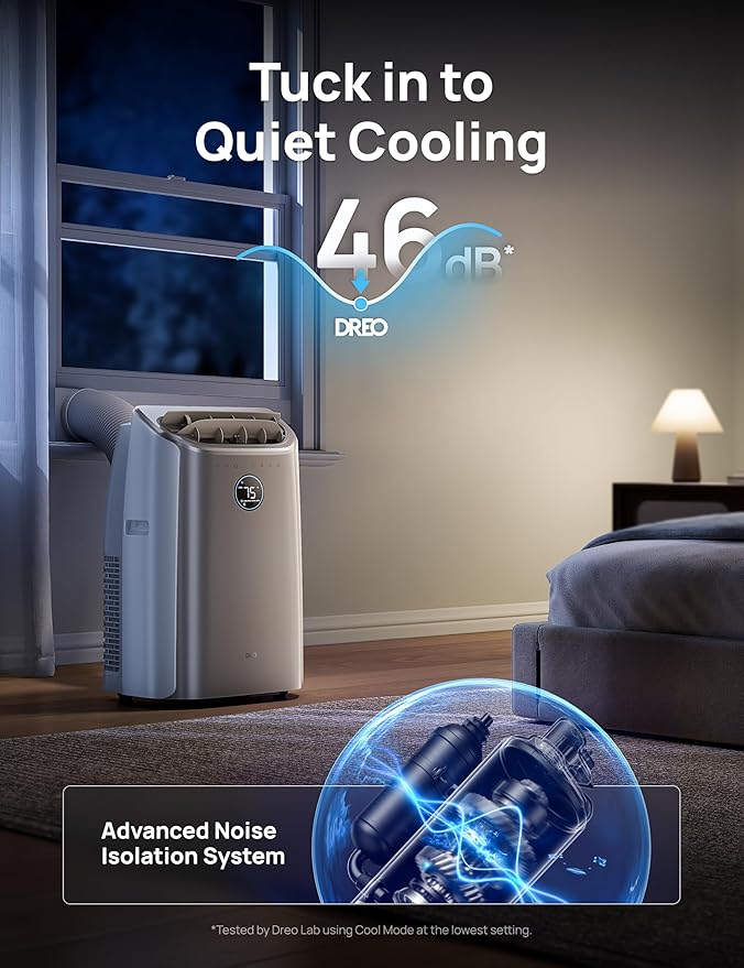 Dreo Portable Air Conditioners, 12,000 BTU AC Unit for Bedroom with Drainage-free Cooling, 46dB Quiet, APP/Voice/Remote, 24h Timer with Fan & Dehumidifier, Smart Standing AC for Room Indoors, AC515S - Image 3