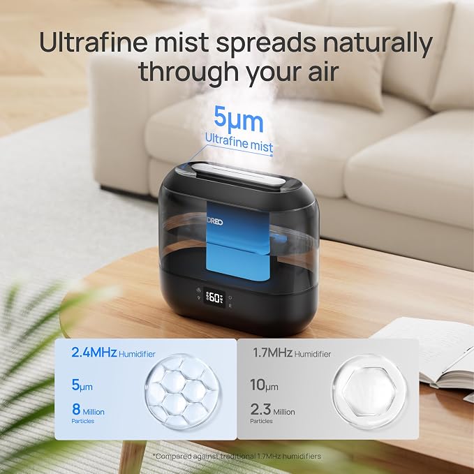 Dreo Smart Humidifiers for Bedroom, Top Fill 4L Supersized Humidifier Large Room with 28 dB, 36H Runtime, Touch/APP/Voice Control, Nightlight, Cool Mist Humidifiers for Baby, Plants, Indoor, Black - Image 7