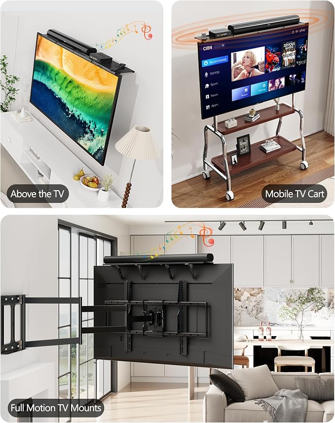 Soundbar Mount, No Drilling Steel TV Top Shelf Fits Most of Sound Bars Up to 15 - Image 7