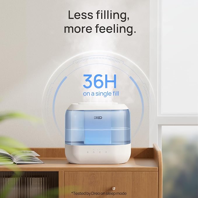 Dreo Humidifiers for Bedroom, 4L Top Fill for Large Room, 36H Runtime, 28 dB Quiet Supersized Cool Mist Air Humidifier for Baby Nursery, Plants, Indoor, Night Light, Easy to Clean & Fill, Blue - Image 5