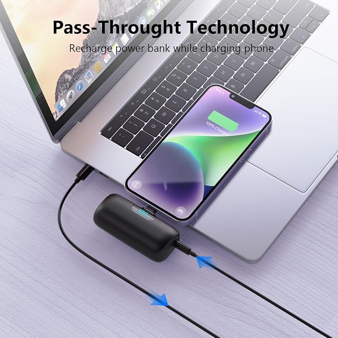 Mini Portable Charger for iPhone 14/13 Series,Upgraded 5000mAh PD Fast Charging Battery Pack,LCD Display Cute Power Bank Portable Phone Charger for iPhone 14/14 Pro Max/13/12 Pro/11/XS/XR/X/8/7/6 - Image 5