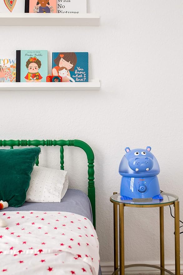 Crane Animal Humidifier for Kids Bedroom, 1 Gal. Cool Mist Humidifier with Adjustable Settings, Optional Filter, Auto Shut-Off, Hippo - Image 3