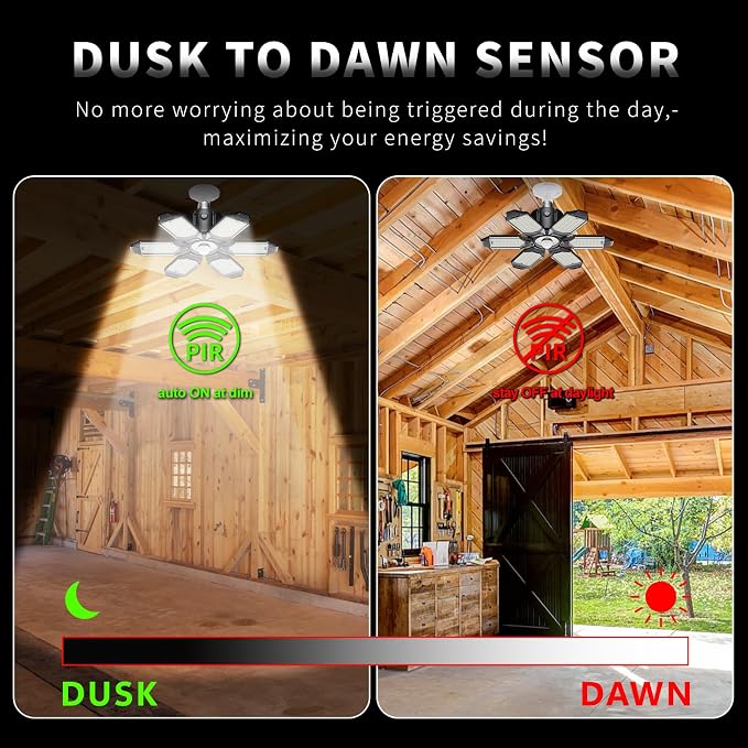 LED Garage Light Motion Sensor - 200W Deformable Garage Lights Ceiling LED - Image 3