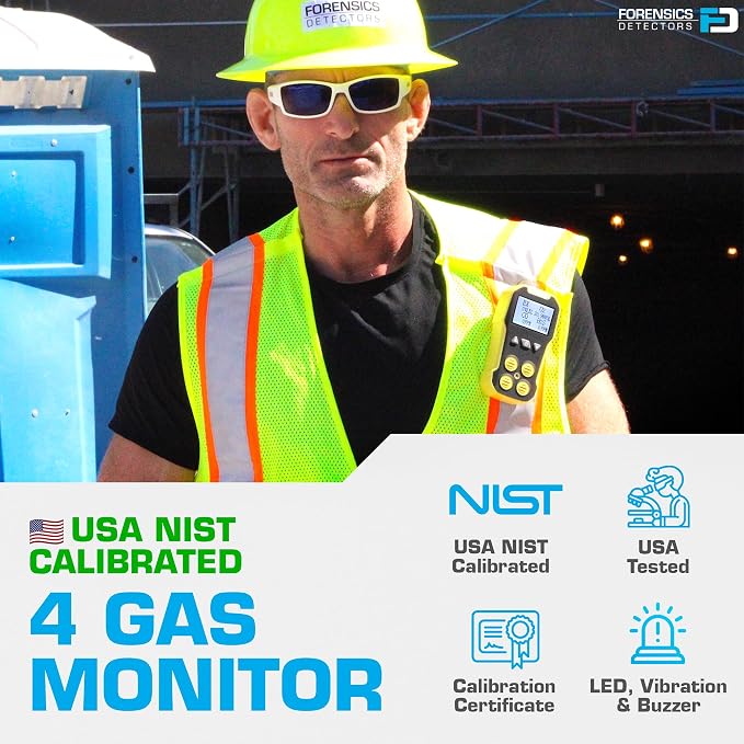 USA NIST Calibrated 4 Gas Monitor by Forensics | O2, LEL | USB Recharge | - Image 2