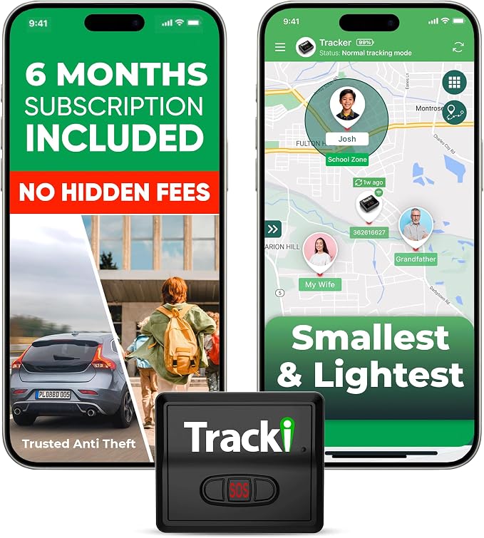 Tracki Mini GPS Tracker, 6-Month Subscription Included – Universal Compact 4G by Tracki