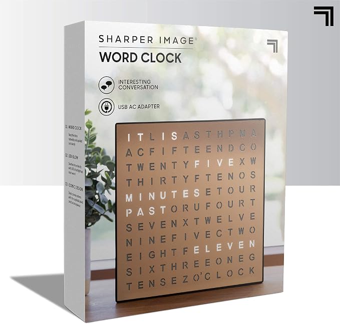 Sharper Image LED Word Digital Clock, Copper Finish, Light-Up Desk & Wall Clock - Image 9