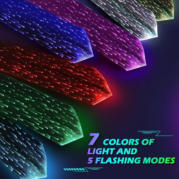 XGOOD Light Up Tie Rechargeable Fiber Optic Fabric Led Tie Light Up Clothes - Image 2